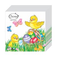 Салфетки 240х240 мм 1-сл., диз. "Цыплята", разноцв., бум., 40 шт/упак "Desna Design" 32 упак/кор РОССИЯ 57422