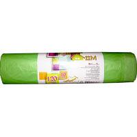 Мешок для мусора 120 л, 75х90 см, 30 мкм, с завязками, зел., ПНД, 10 шт/рул "Экодом" 25 рул/кор РОССИЯ 3033