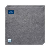 Салфетки 330х330 мм 3-сл., диз. "Темно-серый Барокко", сер., бум., 16 шт/упак "Bouquet" 12 упак/кор РОССИЯ 57252