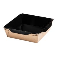 Контейнер 1200 мл, 167х167х63 мм, без окна, без крышки, крафт-черн., карт., 300 шт/кор "OSQ" OpSalad BE РОССИЯ OpSalad 1200 BE