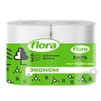 Бумага туалетная 2-сл. "Flora", бел., 13,5 м, 4 рул/упак 12 упак/кор РОССИЯ