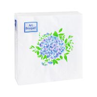 Салфетки 200х200 мм 2-сл., диз. "Голубая гортензия", разноцв., бум., 30 шт/упак "Bouquet" 26 упак/кор РОССИЯ 57614