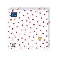 Салфетки 330х330 мм 3-сл., диз. "Сердечки на белом", разноцв., бум., 20 шт/упак "Bouquet" 12 упак/кор РОССИЯ 37365