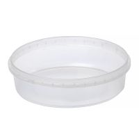 Контейнер под пресервы и мёд, 725мл,"банка", d=173мм, h=50мм, полупрозрачный, ПП, контрольный замок