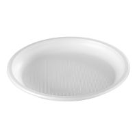 Тарелка одноразовая мелкая d205 мм, бел., ПП, 100 шт/упак 800 шт/кор РОССИЯ