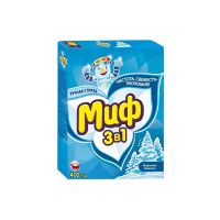 Стиральный порошок для белого белья "Миф" Морозная свежесть, ручная стирка, 400 г 11 шт/кор РОССИЯ