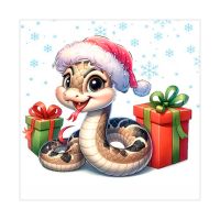 Салфетки 330х330 мм 3-сл., диз. "Новогодний питончик", разноцв., бум., 20 шт/упак "Bouquet" 12 упак/кор РОССИЯ 25100