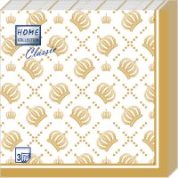 Салфетки 330х330 мм 3-сл., диз. "Корона империи.Белая", бело-золот., бум., 20 шт/упак "Bouquet" 12 упак/кор РОССИЯ 42321