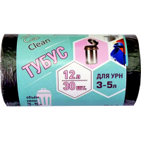 Мешок для мусора 12 л, 50х32 см, 6 мкм, черн., ПНД, 30 шт/рул "Ecoclean" 72 рул/кор РОССИЯ 3255