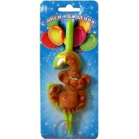 Свеча для торта диз. "Обезьяна.Цифра 3", разноцв., 1 шт/упак 30 шт/кор РОССИЯ 3045