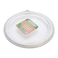 Тарелка одноразовая мелкая d172 мм, бел., сах. тростник, 6 шт/упак "GREEN MYSTERY" 270 шт/кор КИТАЙ 6ТТ172Т