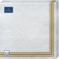 Салфетки 330х330 мм 3-сл., диз. "Рамка Золотая Барокко", бело-золот., бум., 16 шт/упак "Bouquet" 12 упак/кор РОССИЯ 37871