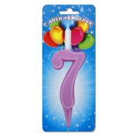 Свеча для торта диз. "Цифра 7", роз., 1 шт/упак 30 шт/кор РОССИЯ 3107