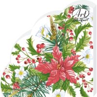 Салфетки d320 мм 3-сл., диз. "Пуансеттия", разноцв., бум., 12 шт/упак "Bouquet" 15 упак/кор РОССИЯ 57091