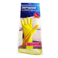 Перчатки латексные, р-р L, желт., 1 пар/упак "Хозяйка" 240 пар/кор КИТАЙ