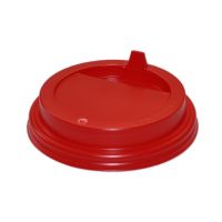 Крышка для стаканов, для холодного и горячего, d 80 мм, красная, с клапаном, полистирол