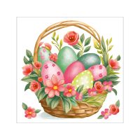 Салфетки 330х330 мм 3-сл., диз. "Пасхальная корзина с цветами", разноцв., бум., 20 шт/упак "Bouquet" 12 упак/кор РОССИЯ 25026