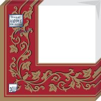 Салфетки 330х330 мм 3-сл., диз. "Золотые узоры на бордовом", разноцв., бум., 20 шт/упак "Bouquet" 12 упак/кор РОССИЯ 57411