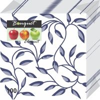 Салфетки 240х240 мм 1-сл., диз. "Узоры синие", разноцв., бум., 100 шт/упак "Bouquet" 16 упак/кор РОССИЯ 57369