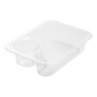 Контейнер под запайку 635[600+35] мл, 2-секц. 187х137х45 мм, с соусником, прозр., ПП, 80 шт/упак "Upax-Unity" 480 шт/кор РОССИЯ 187_137_45 мм соус в углу