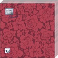 Салфетки 330х330 мм 3-сл., диз. "Камилла", бордо, бум., 20 шт/упак "Bouquet" 12 упак/кор РОССИЯ 42523