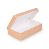 Коробка для кондит. изделий 230х140х60 мм, без окна, неразъем.крышка, крафт-бел., карт. лам., 50 шт/упак "OSQ" Cake 1900 LAM 300 шт/кор РОССИЯ OSQ CAKE 1900 LAM