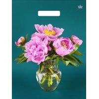 Пакет 310х400 мм, 60 мкм с проруб. ручками, диз. "Любимые пионы", ПВД, 50 шт/упак "Тикопластик" 500 шт/кор РОССИЯ н00213121