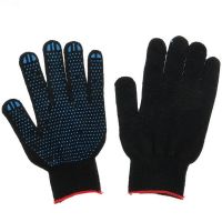 Перчатки нитяные, диз. "Точка", 4 нит., 10 кл., черн., Х/Б+ПВХ, 1 пар/упак 500 пар/кор РОССИЯ