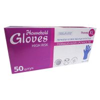 Перчатки латексные, р-р XL, неопудрен., син., 25 пар/упак "High Risk" 10 упак/кор МАЛАЙЗИЯ 102-383-008