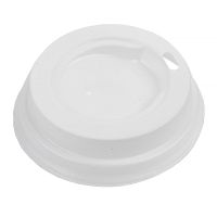 Крышка для стаканов, для холодных и горячих напитков, d 70 мм, белая, боковое отверстие, полистирол