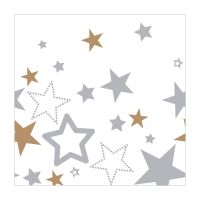 Салфетки 330х330 мм 3-сл., диз. "Новогодние звезды на белом", разноцв., бум., 20 шт/упак "Bouquet" 12 упак/кор РОССИЯ 57522