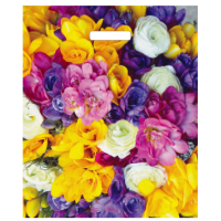 Пакет 380х450 мм, 60 мкм с проруб. ручками, диз. "Весенний букет", ПЭ, 25 шт/упак "Тикопластик" 500 шт/кор РОССИЯ ВУР51119