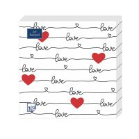 Салфетки 330х330 мм 3-сл., диз. "Love и Сердце", разноцв., бум., 20 шт/упак "Bouquet" 12 упак/кор РОССИЯ 37851