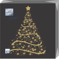 Салфетки 330х330 мм 3-сл., диз. "Волшебная ель на черном", разноцв., бум., 20 шт/упак "Bouquet" 12 упак/кор РОССИЯ 57095