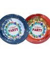 Тарелка одноразовая мелкая d180 мм, диз. "Новогодний", карт. ламин., 6 шт/упак "Buffet Party" 150 шт/кор РОССИЯ -