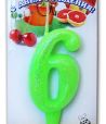 Свеча для торта h35 мм, диз. "Мармеладки. Цифра 6", зел., 1 шт/упак 30 шт/кор РОССИЯ 2996