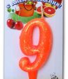 Свеча для торта h35 мм, диз. "Мармеладки. Цифра 9", оранж., 1 шт/упак 30 шт/кор РОССИЯ 2999