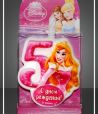 Свеча для торта h68 мм, диз. "Disney Принцесса. Цифра 5", разноцв., 1 шт/упак 20 шт/кор РОССИЯ 1169